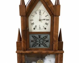 Gothic Revival Walnut Mantel Clock