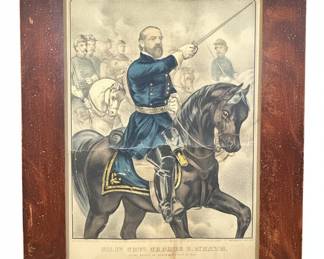 Major General George B. Meade at the Battle of Gettysburg Lithograph by Kurz and Allison