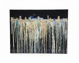 Abstract Cityscape Mixed Media Artwork 'City' by Katherine Fabrizio