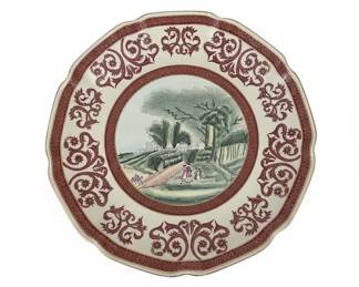Antique Chinoiserie Scenic Plate - Masons Vista Pattern