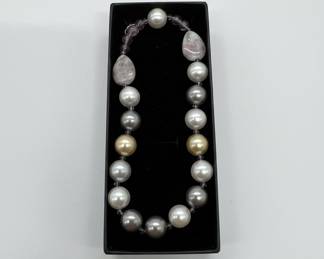 Mixed Bead Necklace with Amethyst and Simulated Pearls