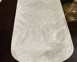 Neuwirth White Ceramic Basketweave Rectangular Platter