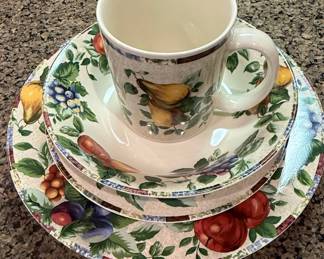 Sakura by Oneida Sonoma Excel Fruit Pattern Stoneware Cup and Saucer Set