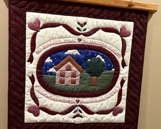 Quilted Wall Hanging "It's Always Home If Love Is There" Motif