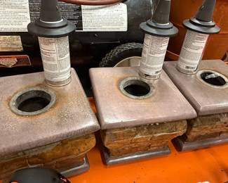 Set of Three Stone-Look Concrete Torch Light Pedestals