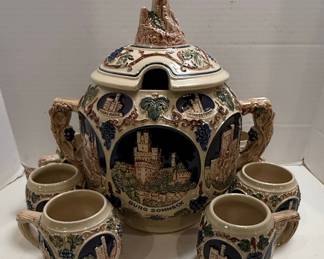 Gerz "Burg Lahneck" Ceramic Punch Bowl Set