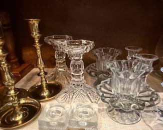 Assorted Glass and Brass Candlesticks
