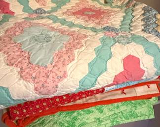 Grandmother's Flower Garden and Assorted Handmade Quilts