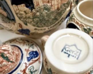 Gerz "Burg Lahneck" Ceramic Punch Bowl Set