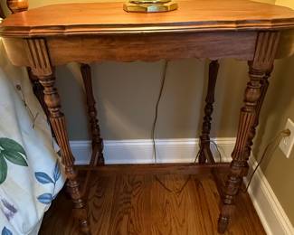 Victorian Style Walnut Side Table with Turned Legs