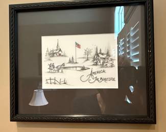 Framed "America the Beautiful" Christmas Greeting Print