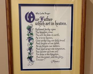 Framed Lord's Prayer Calligraphy