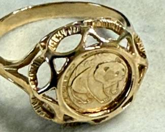10K Gold Chinese Panda Coin Ring