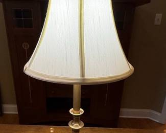 Stiffel Style Brass Table Lamp with Fabric Shade