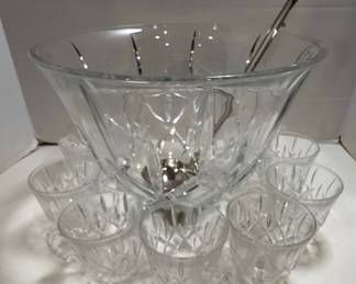 Anchor Hocking Star of David Crystal Punch Bowl Set