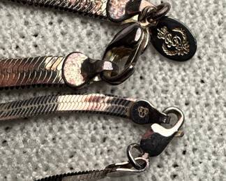 Sterling Silver Herringbone Necklaces (Set of 2)
