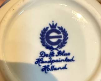 Delft Blue Handpainted Holland Sugar Bowl and Creamer Set with Tray