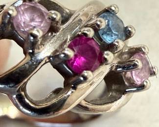 10K Gold Tri-Color Birthstone Mother's Ring