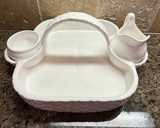 SECLA Portugal Ceramic Strawberry Basket with Creamer and Sugar
