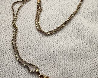 14K Gold Rope Chain Necklace with Floral Pendant
