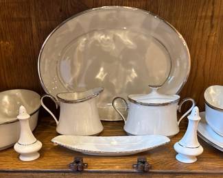 Lenox Solitaire China Set with Silver Trim