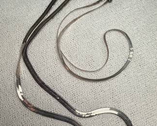 Sterling Silver Herringbone Necklaces (Set of 2)