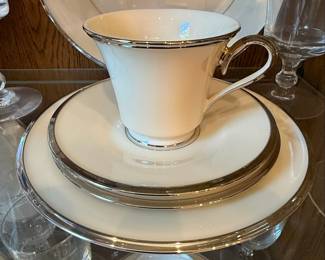Lenox Solitaire China Set with Silver Trim