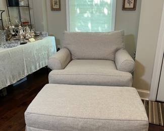 Cindy Crawford Beachside Linen Chair with Ottoman