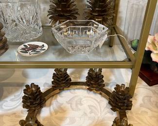 Vintage Brass pinecone Wreath and Candle Holders