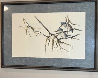 Signed Belted Kingfishers Print by J. Swan