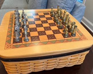 Longaberger Father’s Day Collection Checkerboard with Chess Set and Checkers