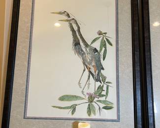Signed Blue Herons by J.Swan 58/572