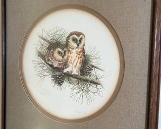 Signed and numbered 542/1500 “Saw Whet Owls” by Don Whitlatch