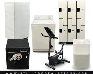 Appliances, safe, exercise equipment, lockers, antiques, yard tools and much more! 