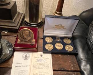 Couple of cool government coin things paperweights 