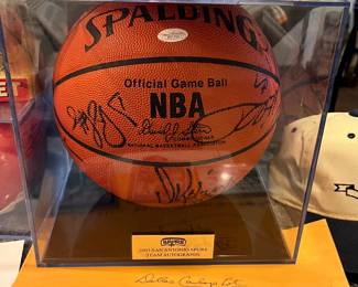This basketball is signed by the entire 2003 San Antonio Spurs team