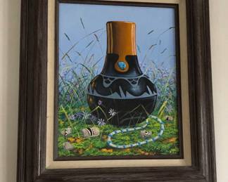 Vintage southwest painting by Jackie Black Native American 