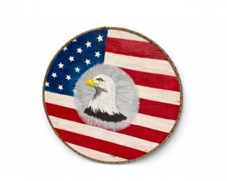 57 LargeHandPaintedAmericanFlagEagleWoodWallArt