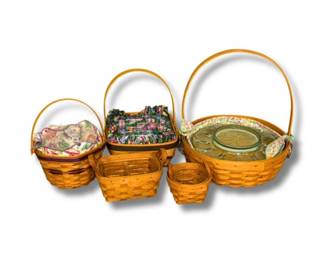 96 LongabergerEasterBasketSetwGlassInsertLiners