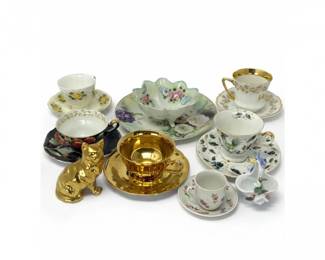 31 VintageTeacupsFigurinesGoldCatDecorLotSet
