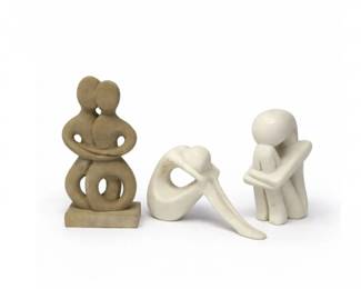 91 VintageGreekStoneFigurinesModernAbstractSet