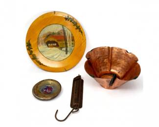 80 VintageCopperBrassDecorScalePlateDishLot