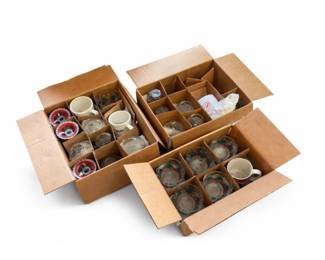 106 VintageChristmasGlasswareLotHolidayDrinkingGlassesMugs