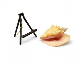 56 VintageConchShellwMetalDisplayEaselStand