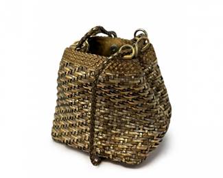 28 FrancoSartoWovenLeatherMiniBagBronzePurse