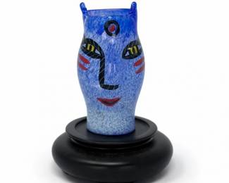 12 KostaBodaUlricaHydmanVallienBlueCatVaseArtGlassSwedenSigned