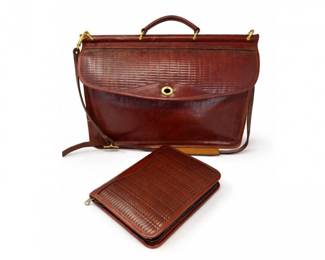 39 VintageJackGeorgesLeatherBriefcaseBrownCrocBag