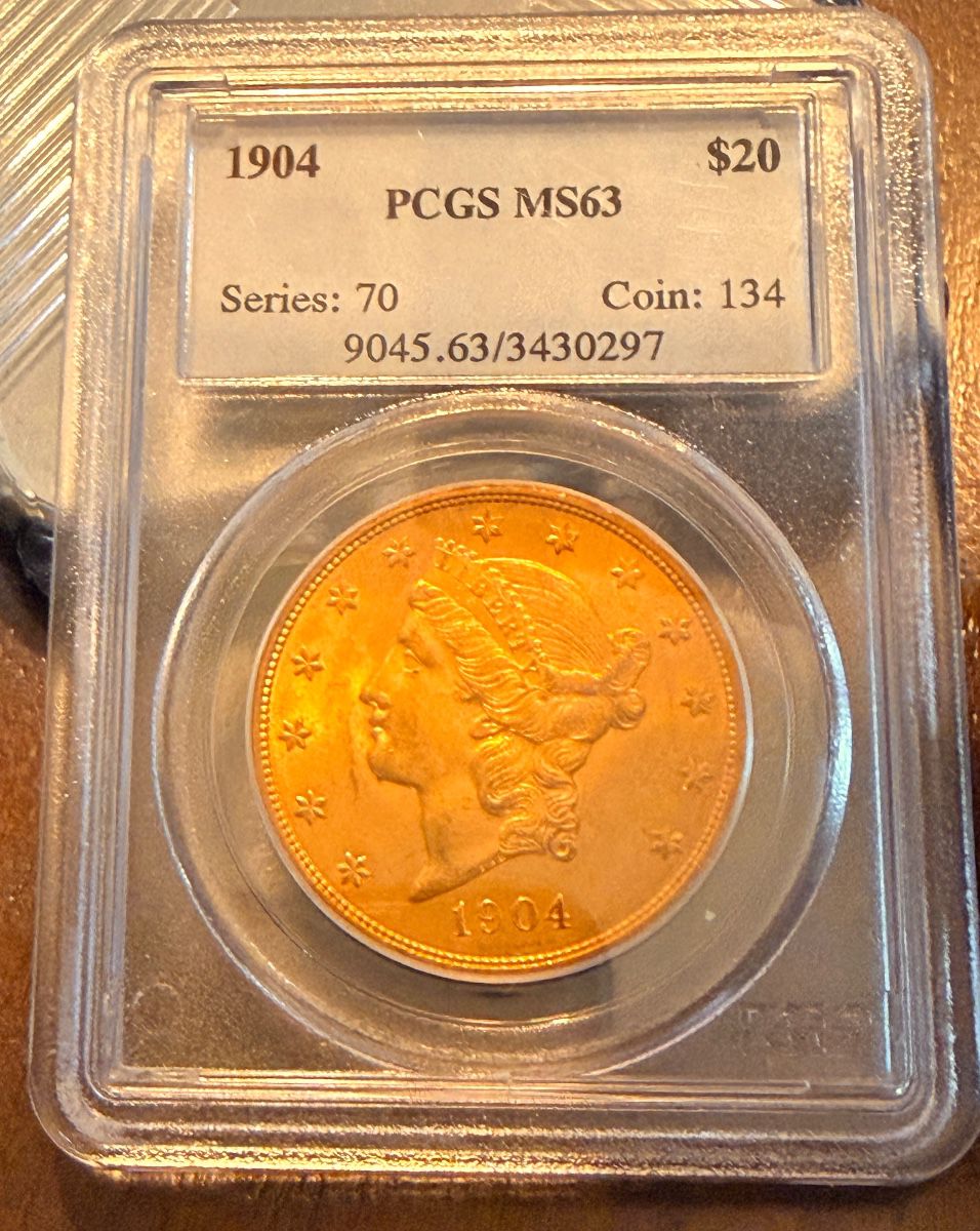 NICE 1904 $20.00 Gold Double Eagle Graded PCGS MS63 Coin