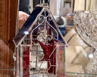 Leaded? Glass Hummingbird house with Humming bird