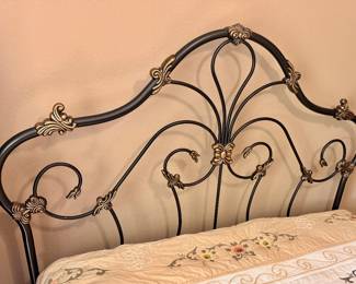 Queen Size Bed with Antique style metal headboard